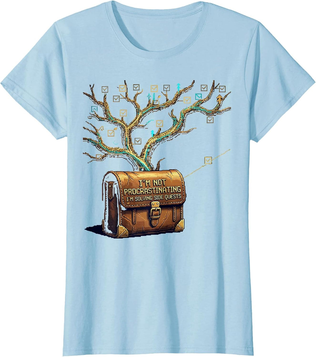 I'm Not Procrastinating, I'm Solving Side Quests RPG Gamer T-Shirt - Baby Blue
