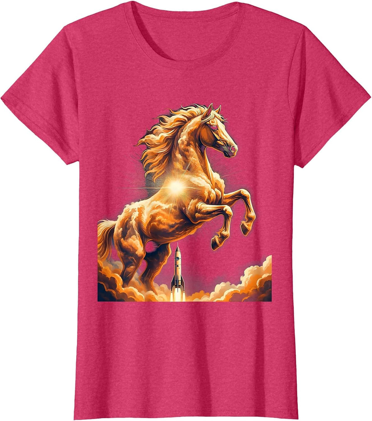 Women's Cosmic Horse Nebula Space Galaxy Illustration T-Shirt - Red Heather