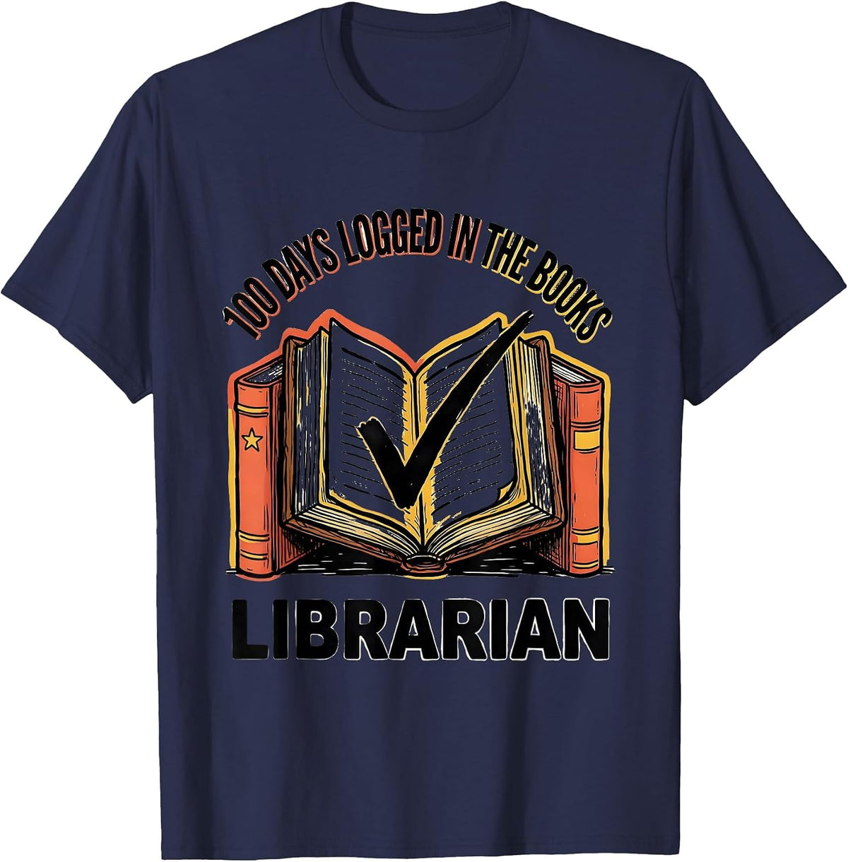 Men's 100 Days Logged In The Books Librarian T-Shirt - Navy Blue