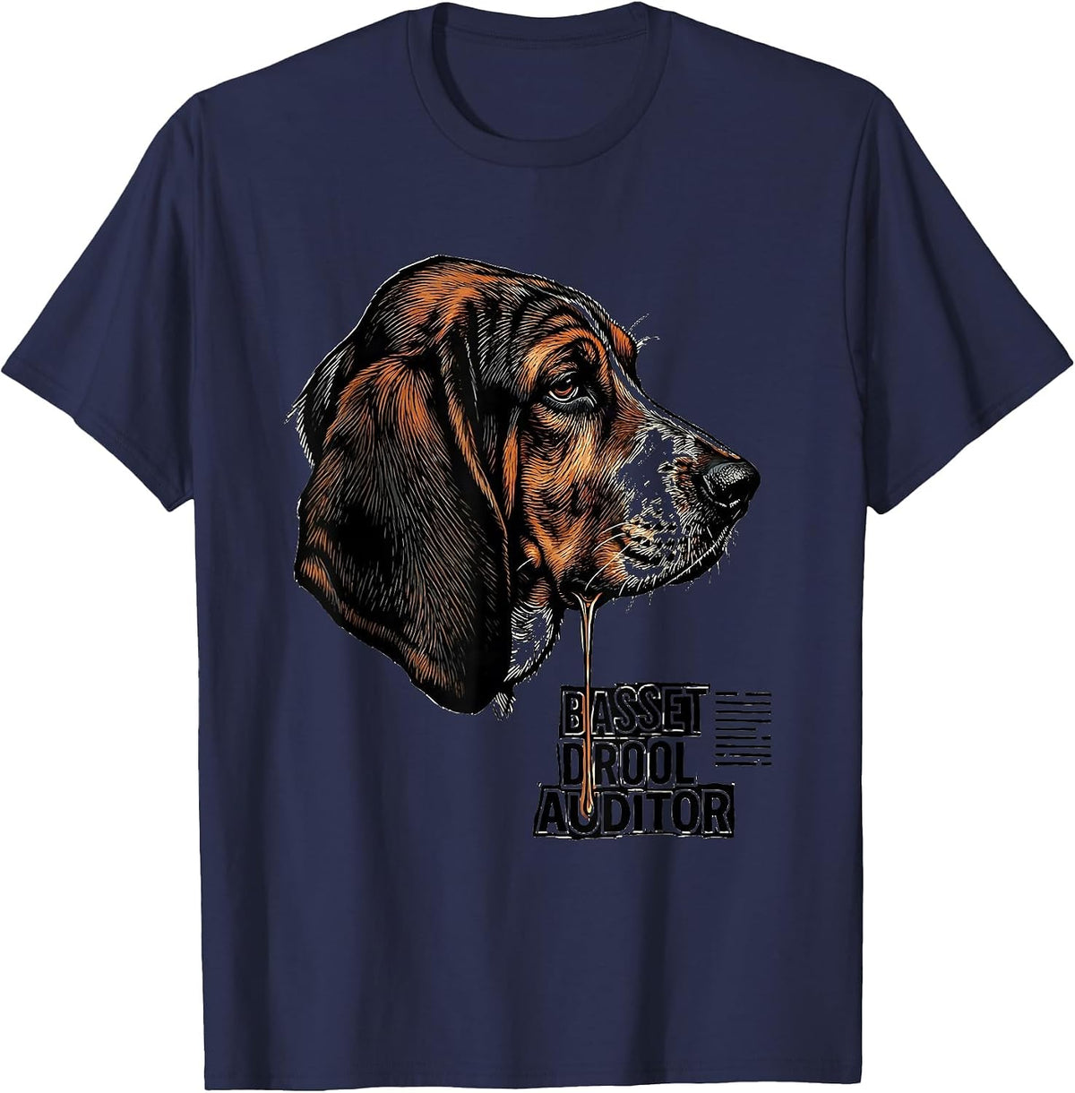 Men's Basset Drool Auditor Funny Basset Hound Dog Owner Gift T-Shirt - Navy Blue