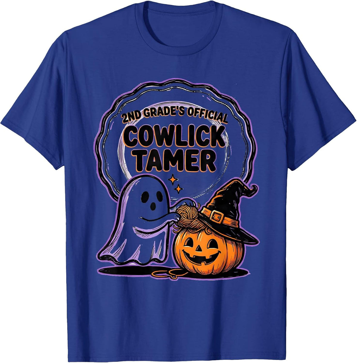 Men's 2nd Grade's Official Cowlick Tamer Spooky Second Grade T-Shirt - Royal Blue