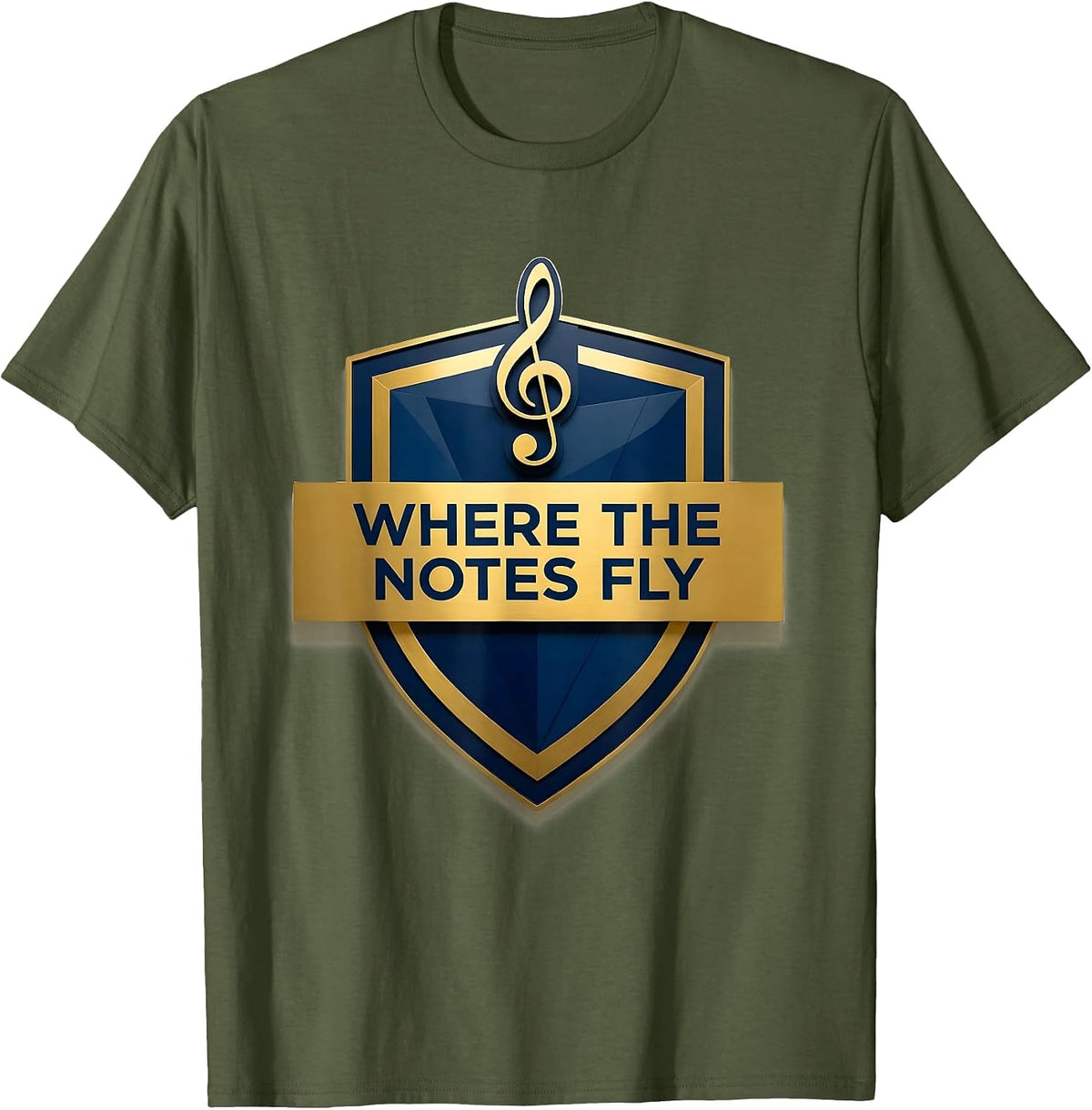 Where The Notes Fly Music Teacher Design T-Shirt - Olive Green