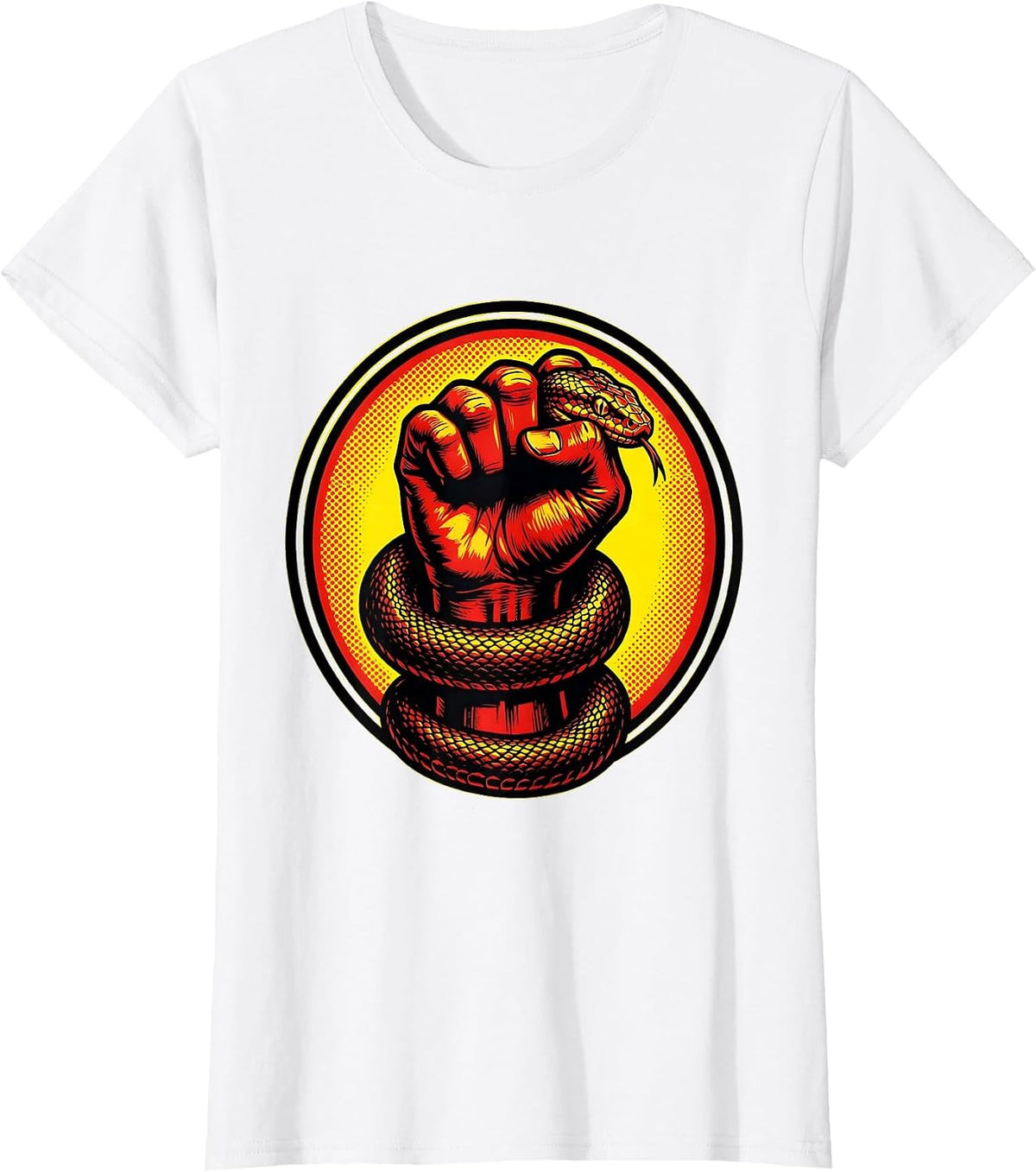Snake Fist Rock Paper Scissors Graphic T-Shirt - White