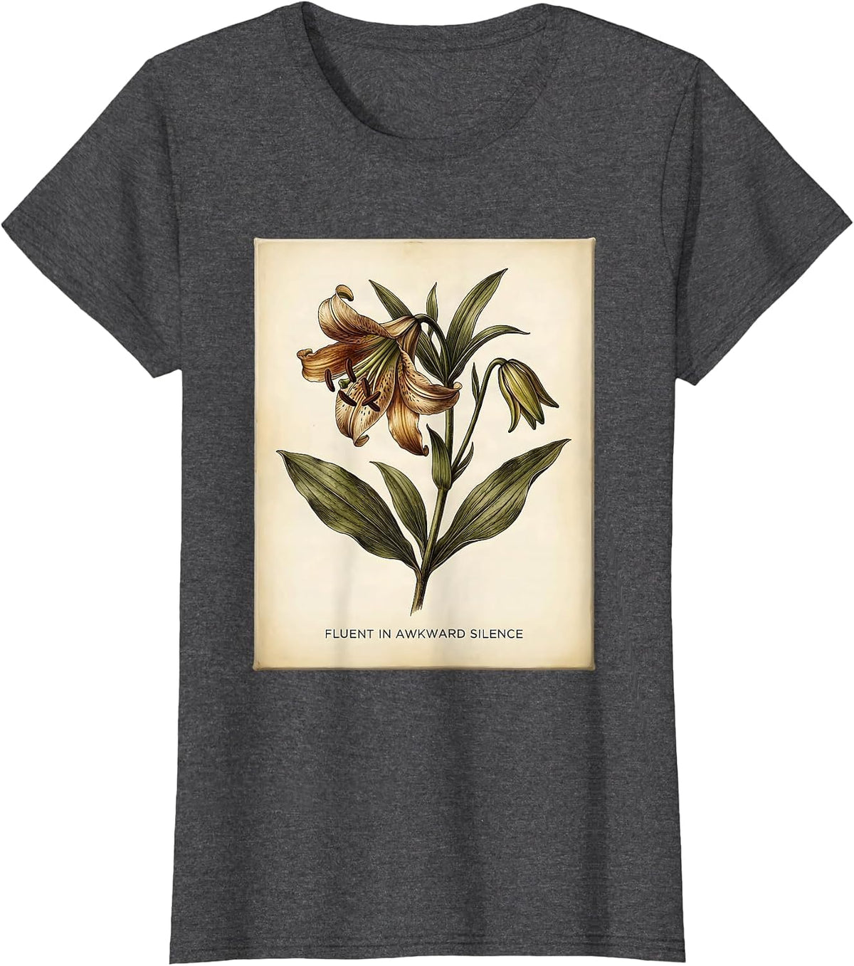 Women's Fluent In Awkward Silence Derpy Humor Design T-Shirt - Dark Heather Grey