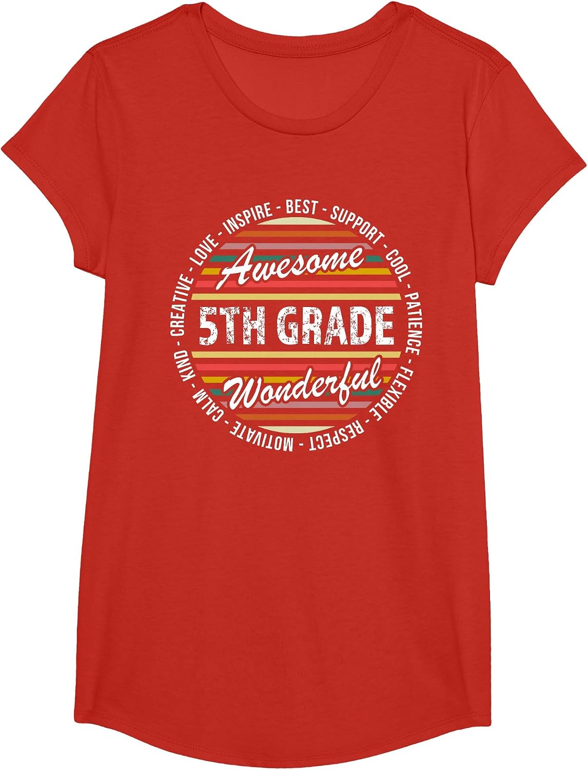 5th Grade Tshirt Funny Team Fifth Teacher Back to School T-Shirt - Girls Red