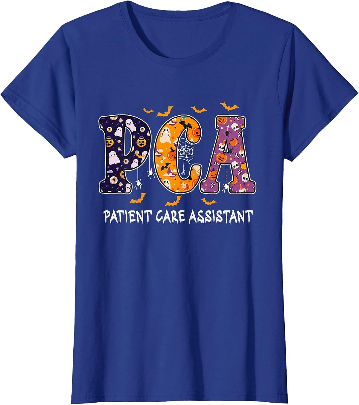 PCA Halloween Nurse PCA Cute Health Worker Halloween Pattern T-Shirt - Royal Blue