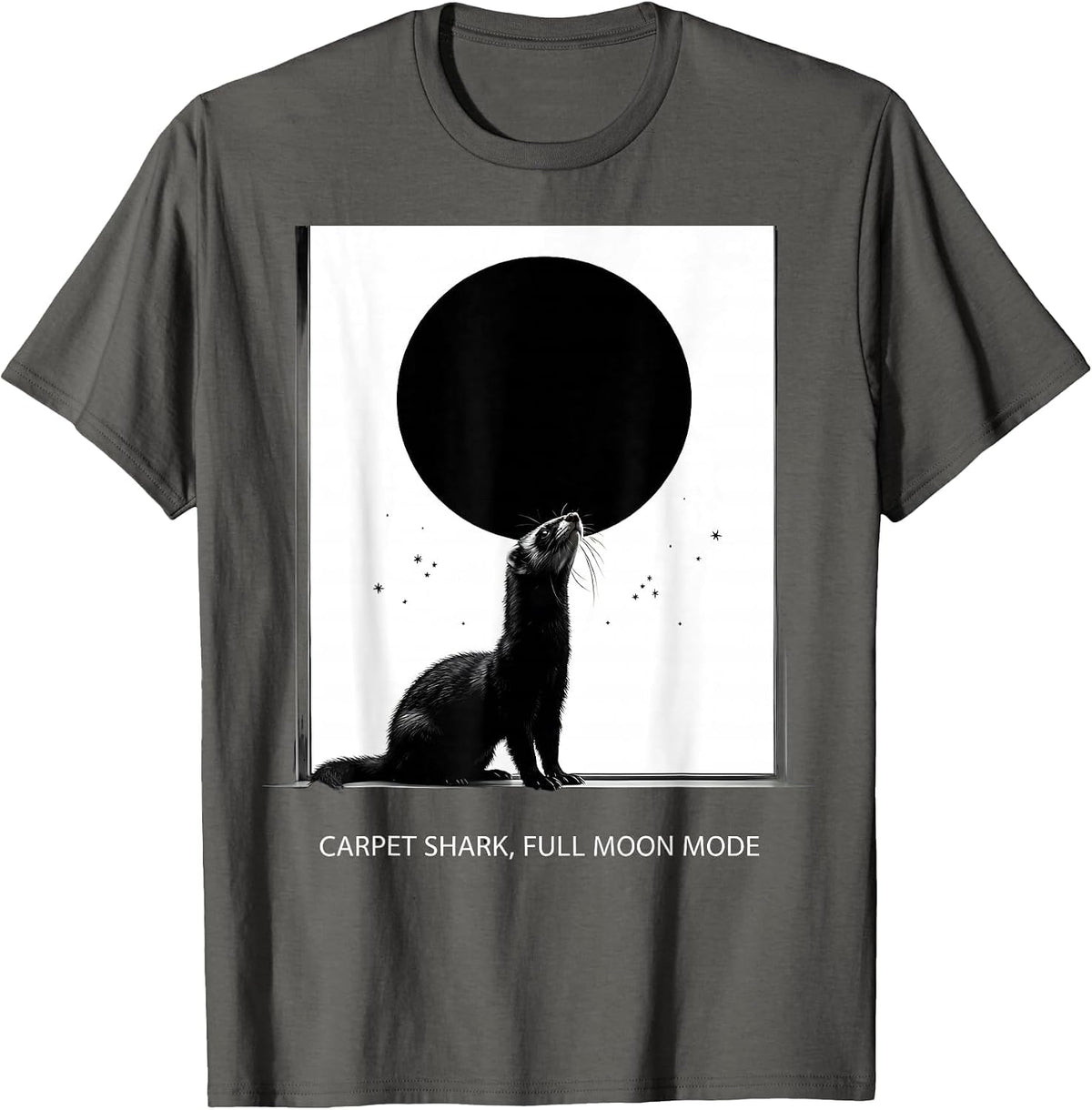 Carpet Shark Full Moon Mode Funny Ferret Lover Gift T-Shirt - Asphalt Grey