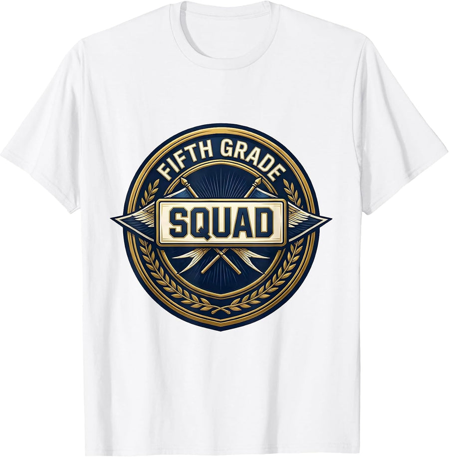 Men's Fifth Grade Squad Cute Preppy Back To School Teacher Girl T-Shirt - White