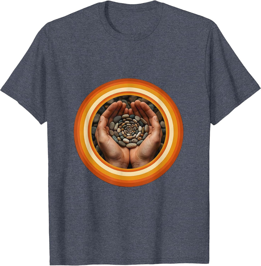Autism Awareness Pebble Spiral Arrangement Art T-Shirt - Heather Blue
