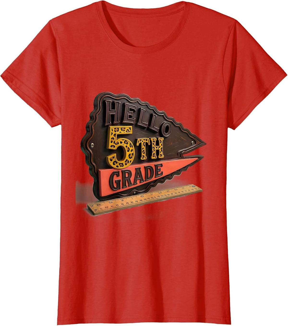 Hello 5th Grade Cheerful Back To School Girl Teacher T-Shirt - Red