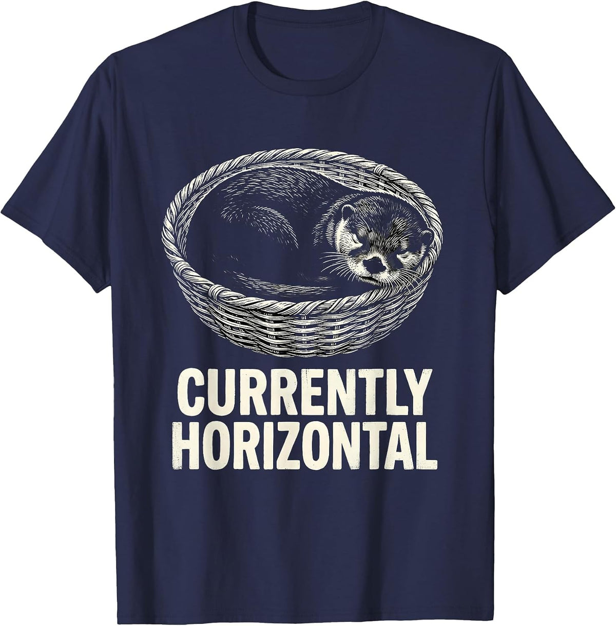 Currently Horizontal Otter Sleepshirt Animal Lover T-Shirt - Navy Blue