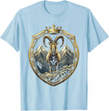 Men's Mountain Goat Steep Ledge Freedom Wildlife Art T-Shirt - Baby Blue