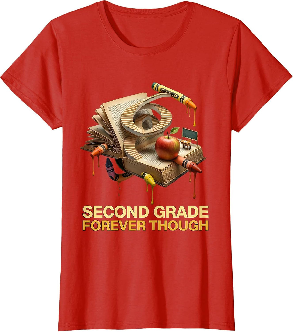 Second Grade Forever Teacher Design T-Shirt - Red