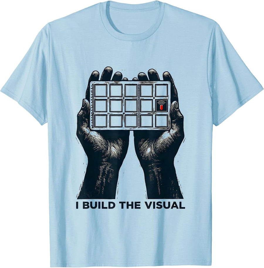 Men's I Build The Visual Linocut Special Education Teacher SPED T-Shirt - Baby Blue