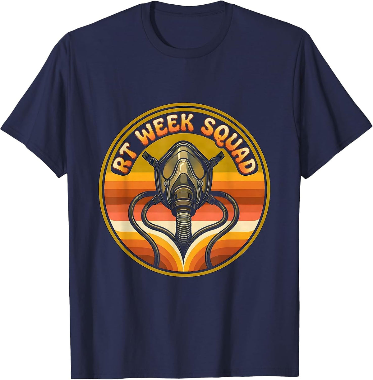 RT Week Squad Retro 70s Respiratory Therapist Care Week T-Shirt - Navy Blue
