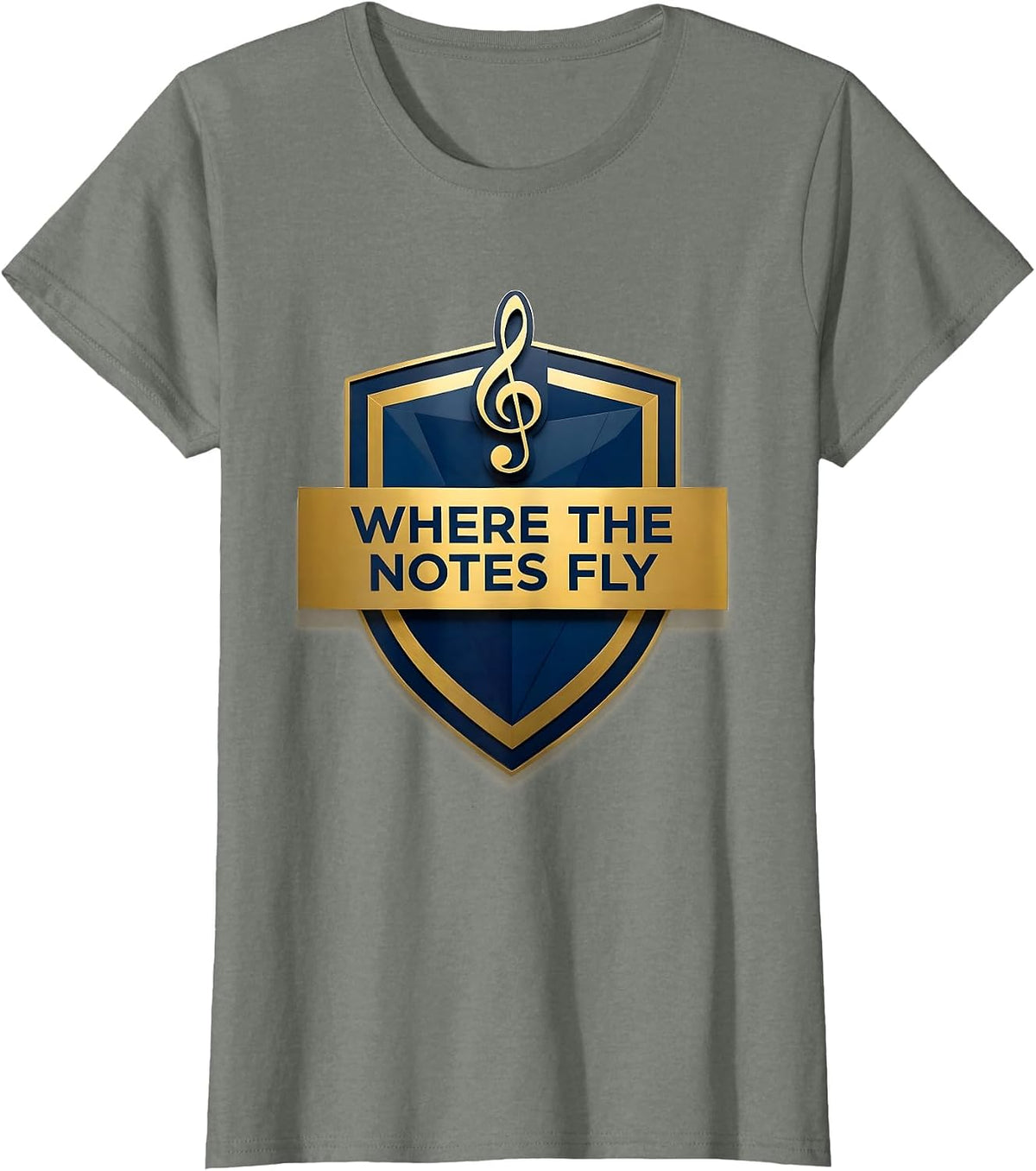 Where The Notes Fly Music Teacher Design T-Shirt - Olive Heather