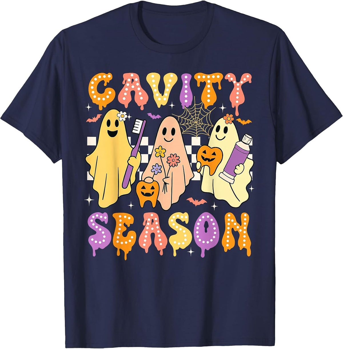 Halloween Dentist Cavity Season Dental Women Men T-Shirt - Navy Blue