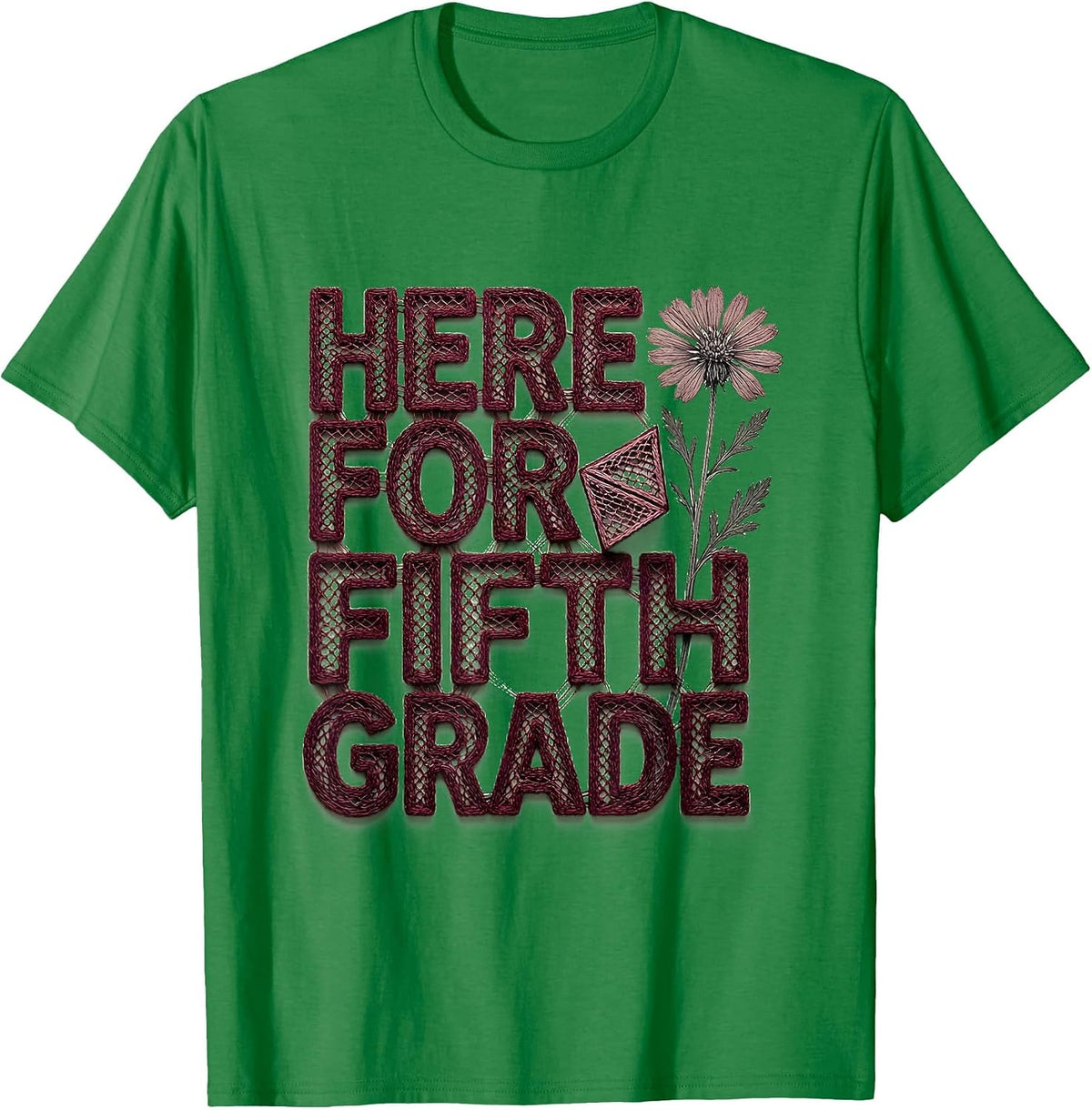 Men's Here For Fifth Grade Contemporary Tapestry Teacher Gift Back T-Shirt - Kelly Green