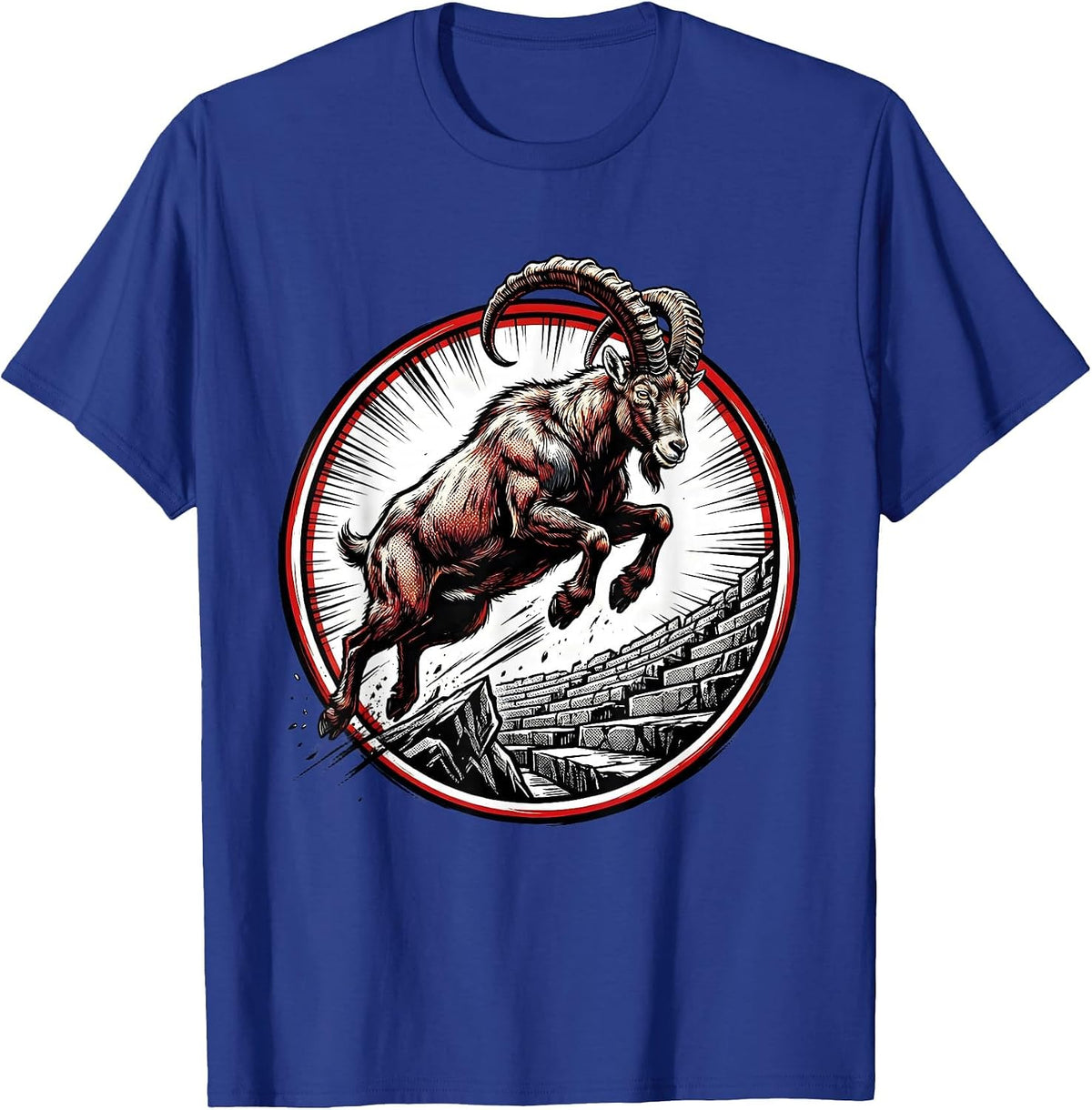 Men's Mountain Goat Stadium Leap Sports Graphic T-Shirt - Royal Blue