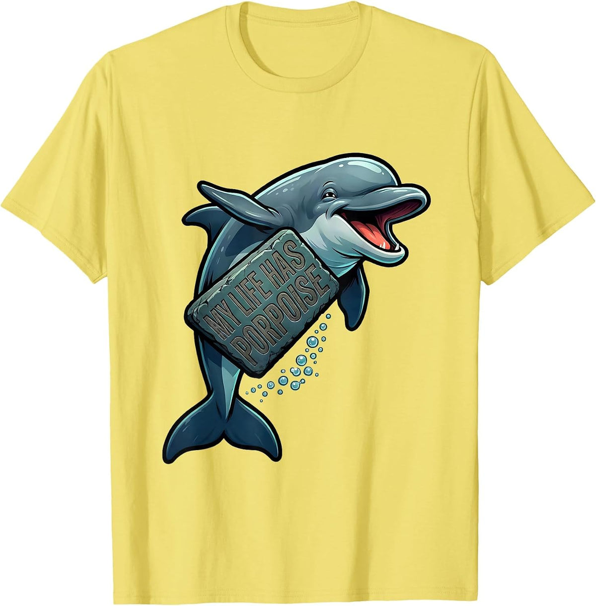 Men's My Life Has Porpoise Cute Future Marine Biologist Gift T-Shirt - Lemon Yellow