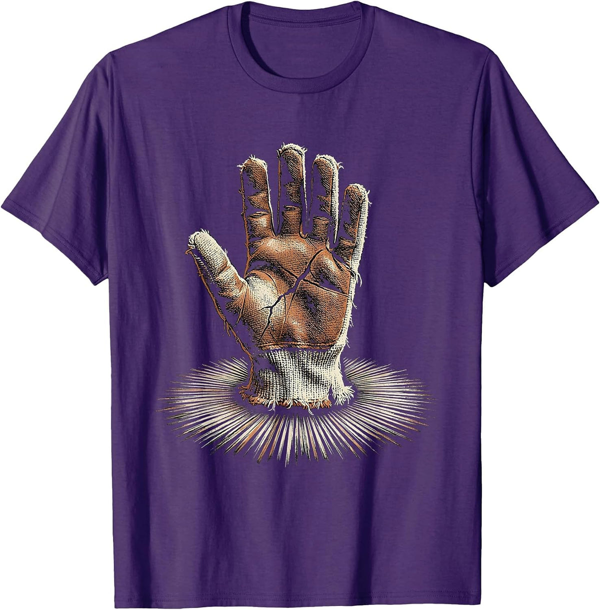 Frayed Work Glove Distressed Trucker Diesel Driver Gift T-Shirt - Purple