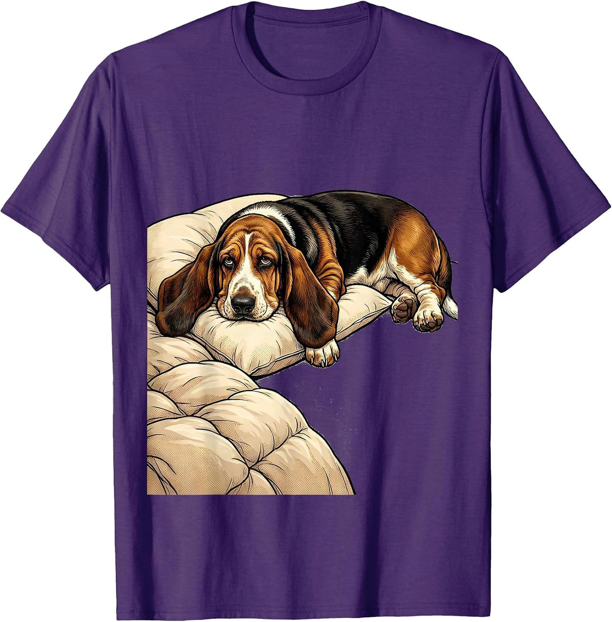 Basset Hound Sleeping Pajamas Nightgown T-Shirt - Purple