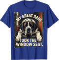 My Great Dane Took The Window Seat Funny Dog Mom Dog Dad T-Shirt - Royal Blue