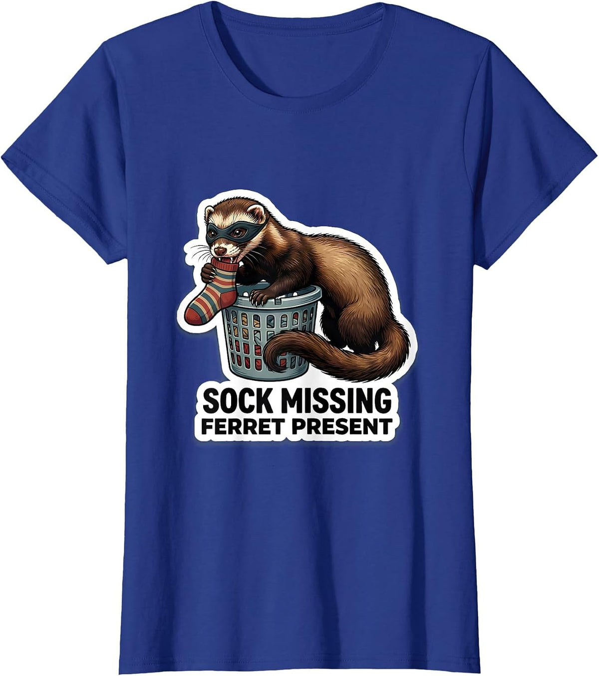 Women's Sock Missing, Ferret Present Funny Ferret Lover Gift T-Shirt - Royal Blue