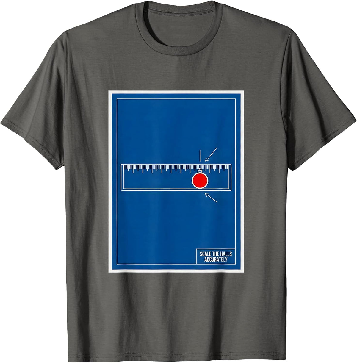 Men's Scale The Halls Accurately Technical Blueprint Math Teacher T-Shirt - Asphalt Grey