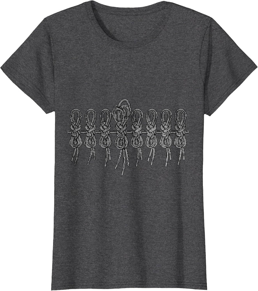 Women's Bow Tied Shoelace Knot Parkinson's Awareness Support T-Shirt - Dark Heather Grey