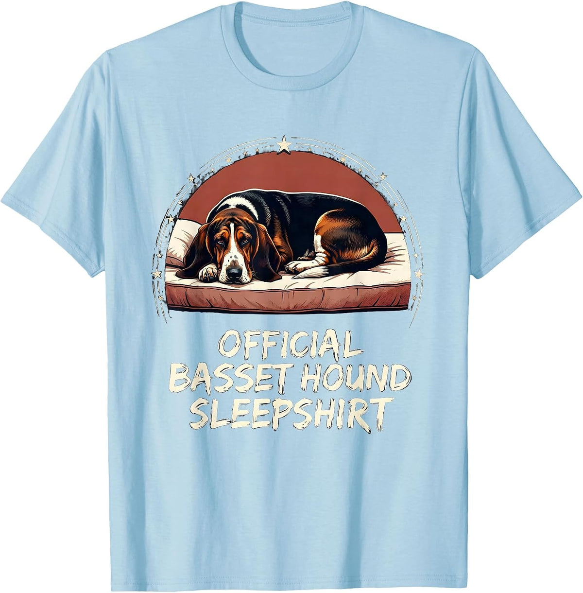Men's Official Basset Hound Sleepshirt Funny Dog Lover Pajamas T-Shirt - Baby Blue