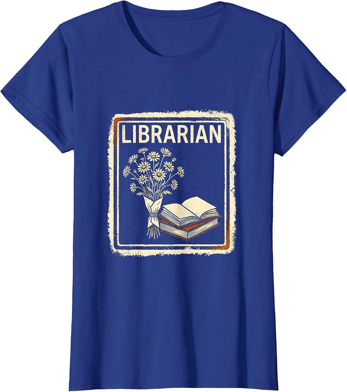 Women's Librarian Rubber Stamp Teacher Gift School Start T-Shirt - Royal Blue