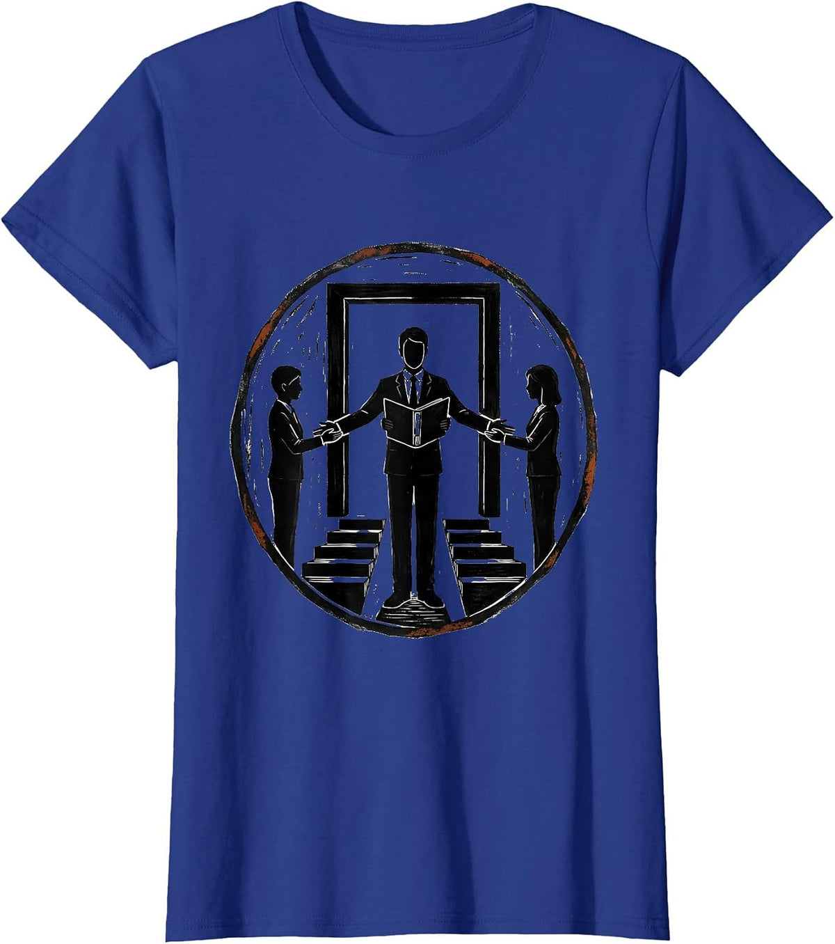 Women's Social Worker Support Circle Badge Linocut Professional T-Shirt - Royal Blue