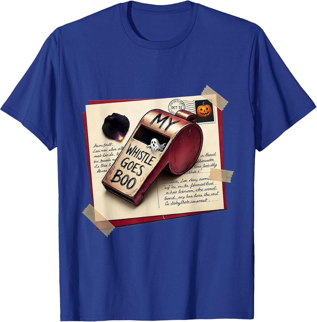 Men's My Whistle Goes Boo Halloween Teacher Design T-Shirt - Royal Blue