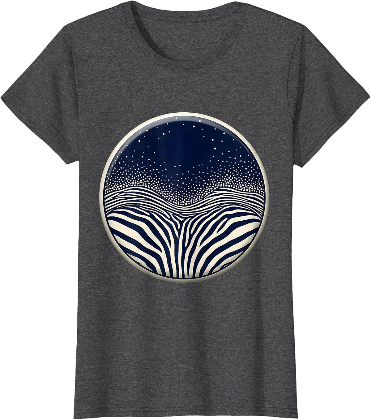 Women's Zebra Stripes Blending Into Starry Night Sky T-Shirt - Dark Heather Grey