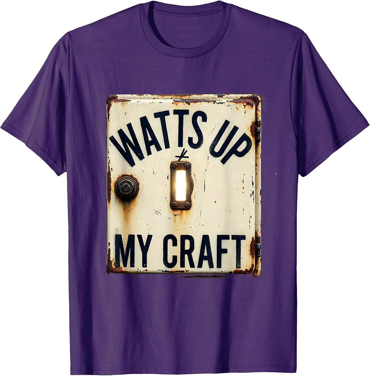 Men's Watts Up My Craft Vintage Machinist Electrician Trade Humor T-Shirt - Purple