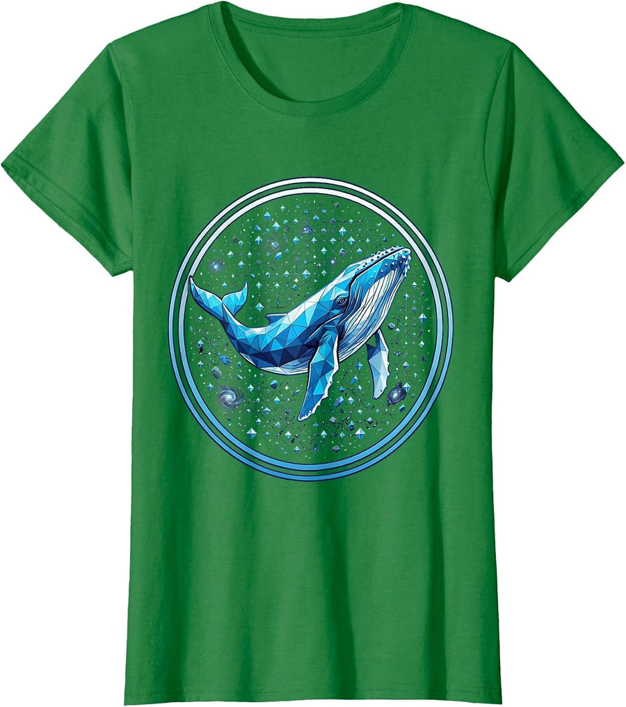 Women's Cosmic Whale Swimming Through the Starfield T-Shirt - Kelly Green