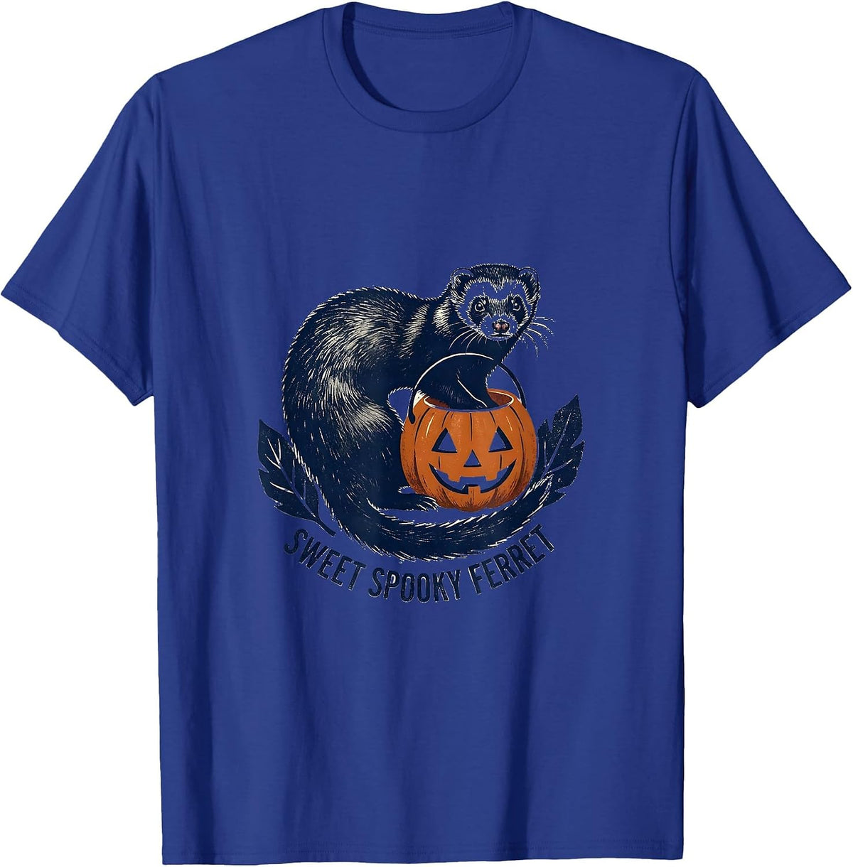 Sweet Spooky Ferret Rubber Stamp Halloween Cute Kids Humor T-Shirt - Royal Blue