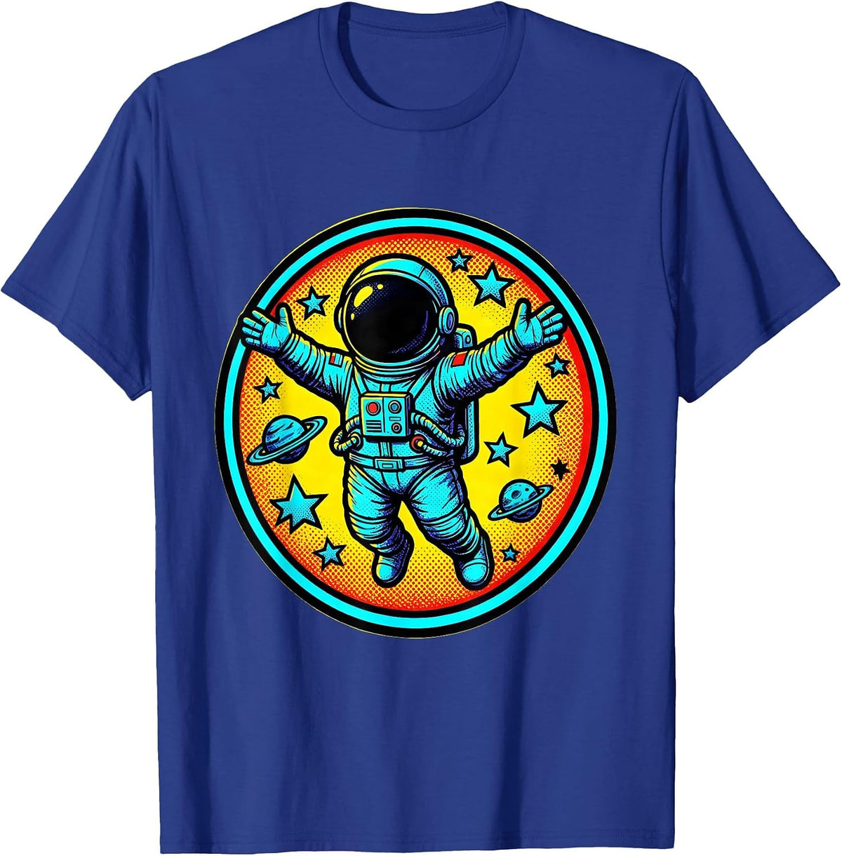 Astronaut Free Hugs Space Float Graphic T-Shirt - Royal Blue