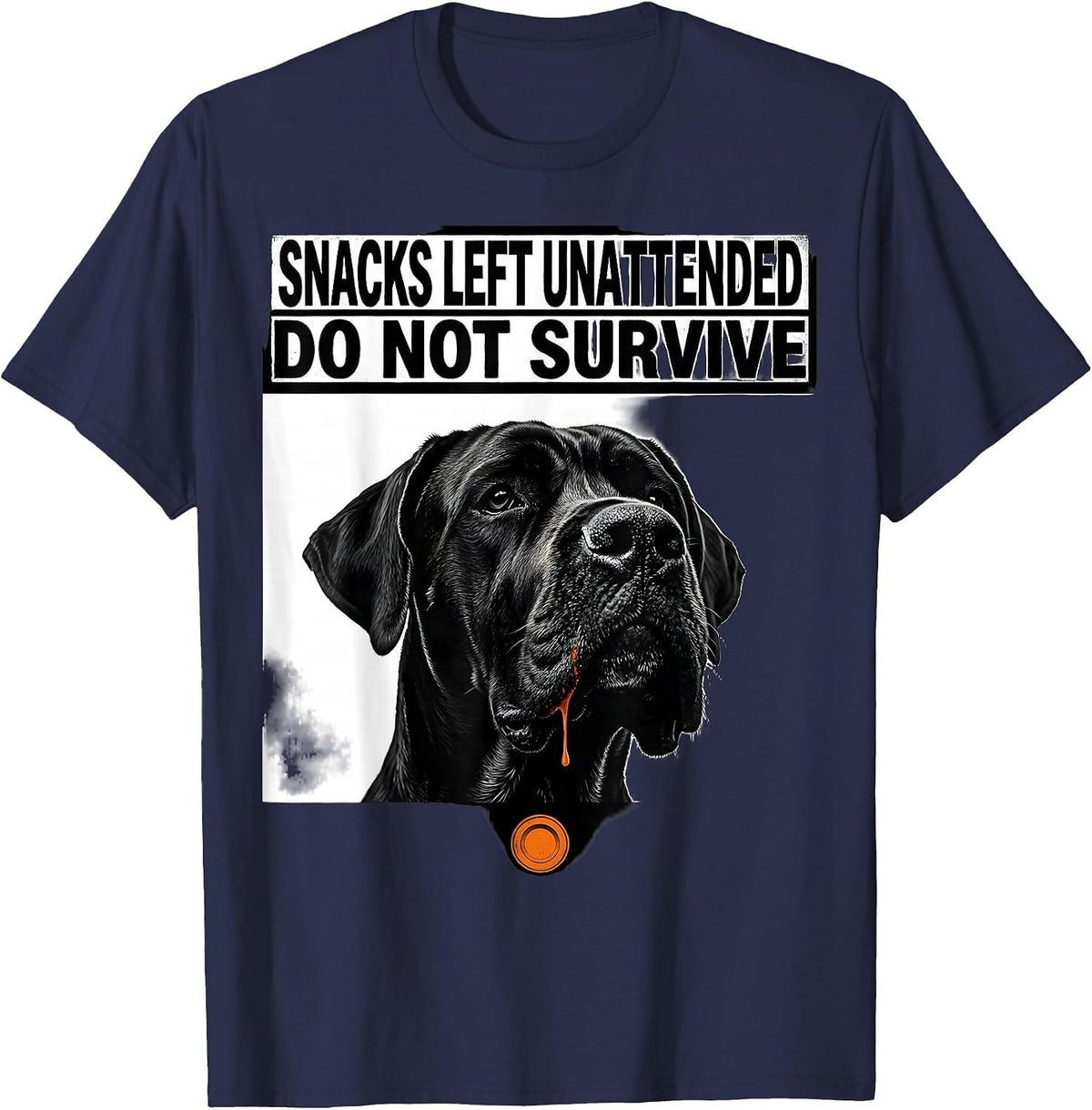 Men's Snacks Left Unattended Do Not Survive Funny Great Dane Dog T-Shirt - Navy Blue
