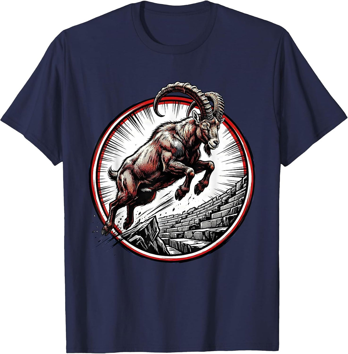 Men's Mountain Goat Stadium Leap Sports Graphic T-Shirt - Navy Blue