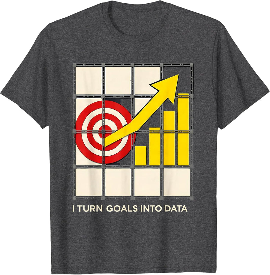 Men's I Turn Goals Into Data Stencil Graphic Special Education T-Shirt - Dark Heather Grey