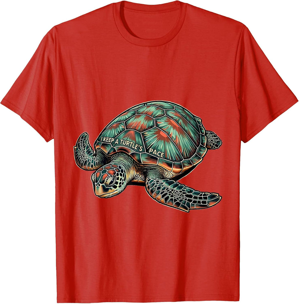 Men's I Keep A Turtle's Pace Tattoo Sea Turtle Ocean Animal Lover T-Shirt - Red