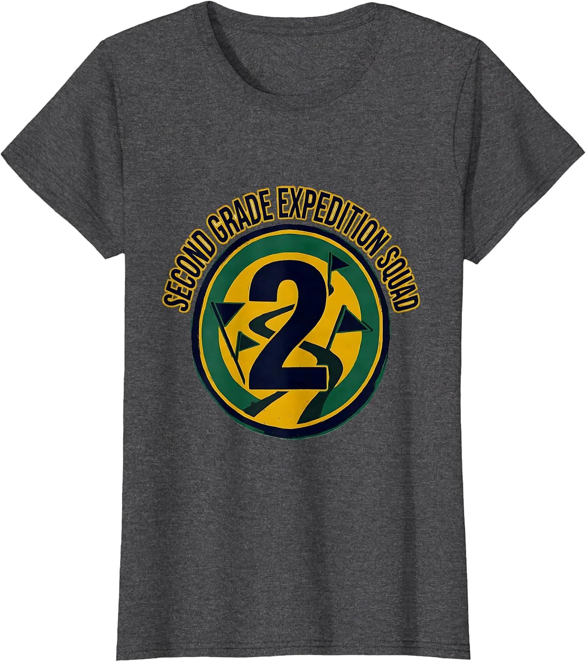 Women's Second Grade Expedition Squad Cute 2nd Grade Back To School T-Shirt - Dark Heather Grey