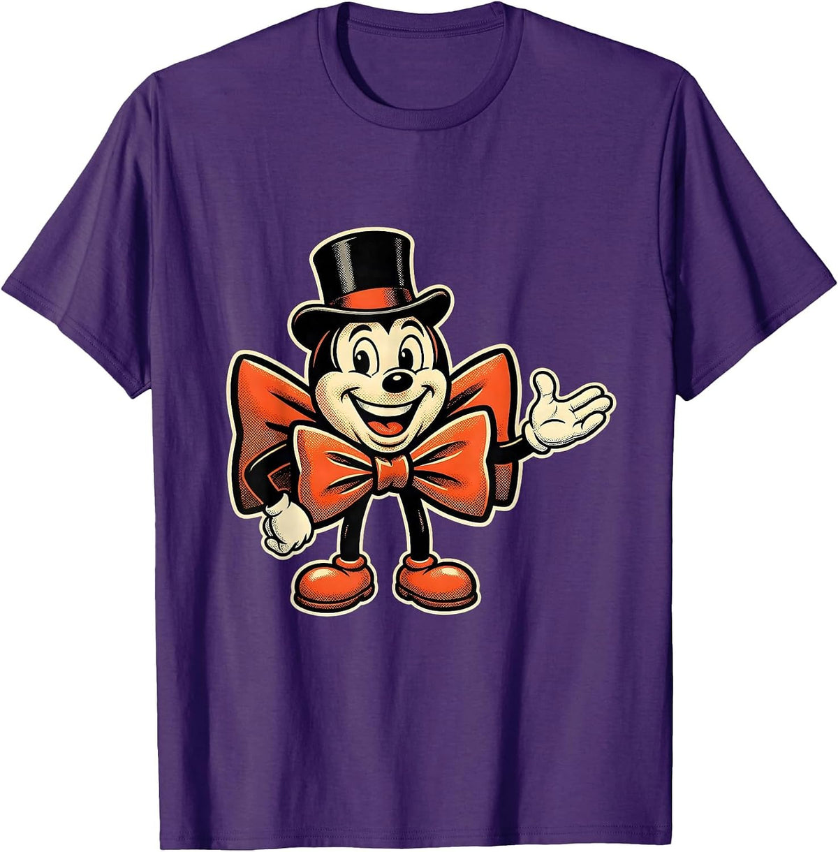 Tuxedo Gloves and Bow Tie Graphic Design T-Shirt - Purple