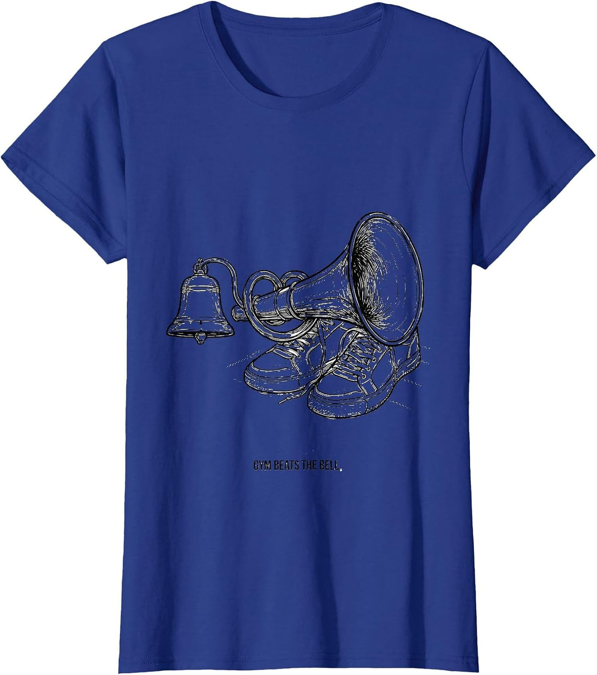 Gym Beats The Bell Funny PE Teacher Back To School Humor T-Shirt, Women, Royal Blue, Large - As Pictured