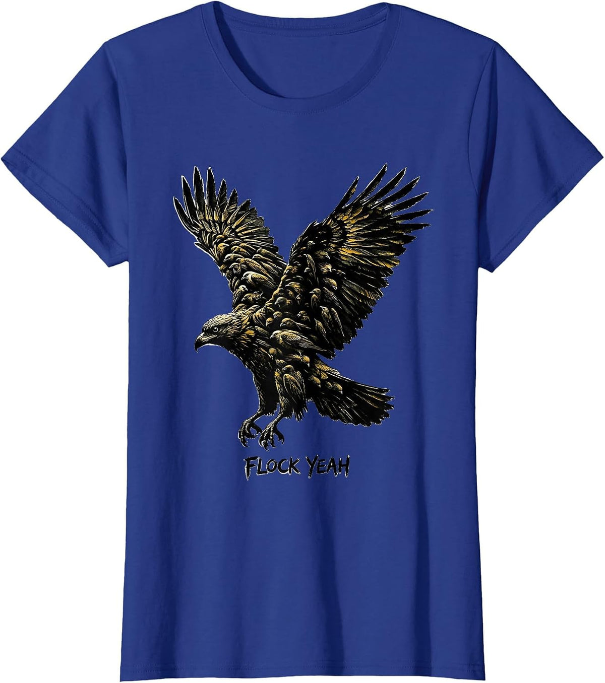 Women's Flock Yeah Bird Lover Graphic Design T-Shirt - Royal Blue
