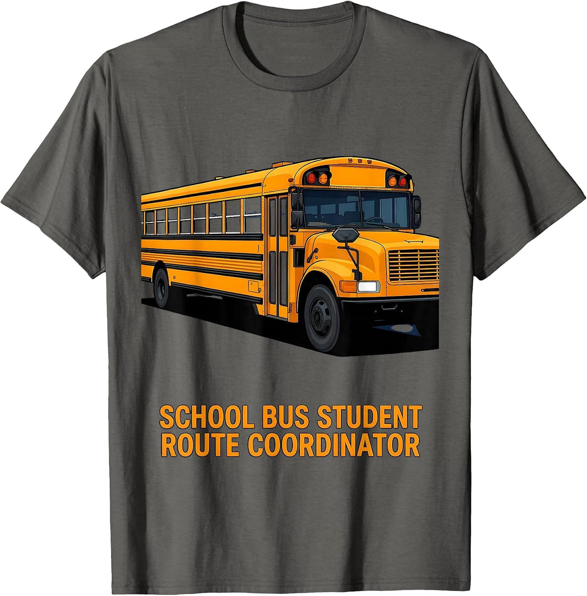 Men's School Bus Student Route Coordinator Funny School Bus Driver T-Shirt - Asphalt Grey