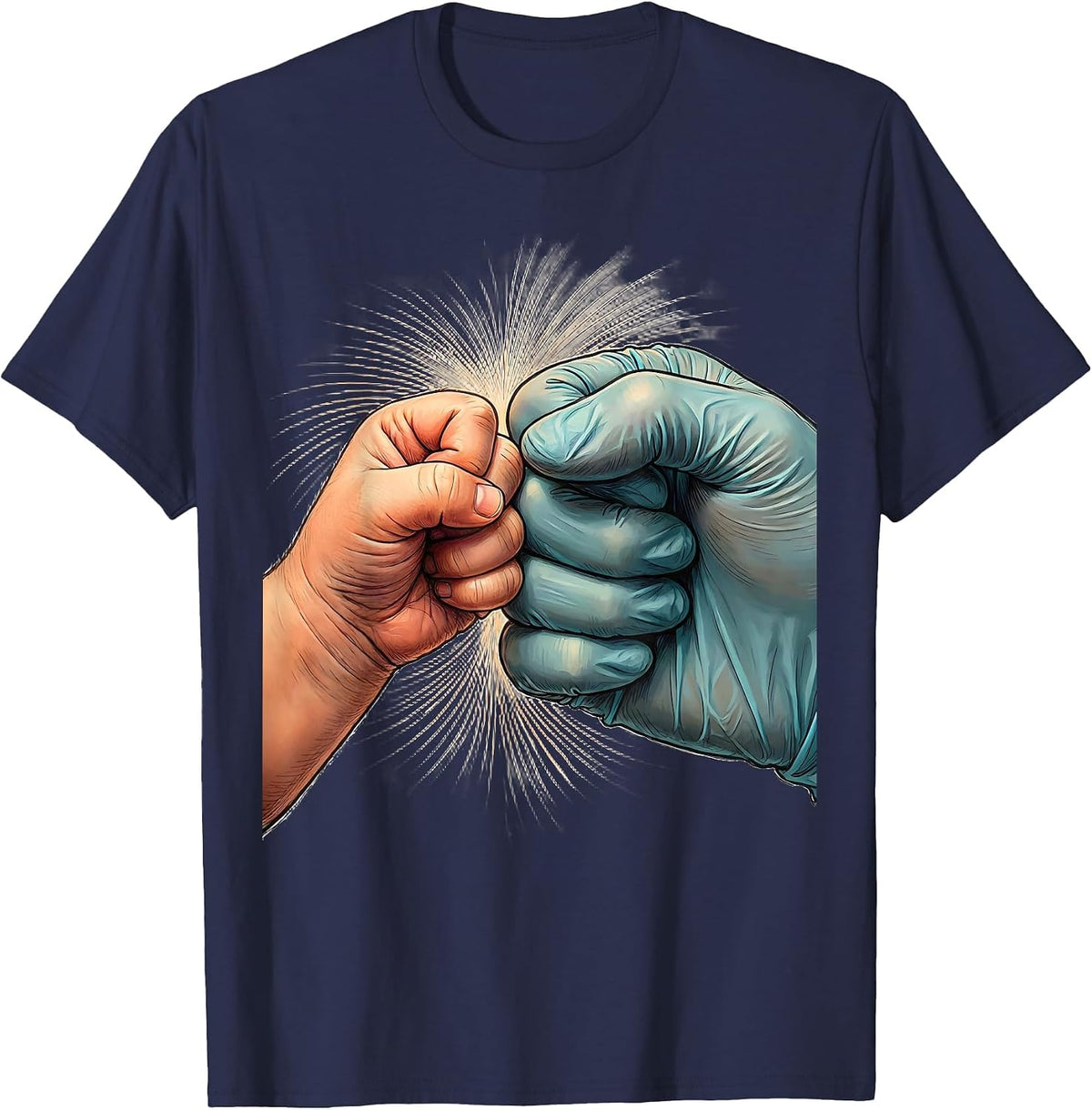 NICU Nurse Fist Bump Graphic Design T-Shirt - Navy Blue