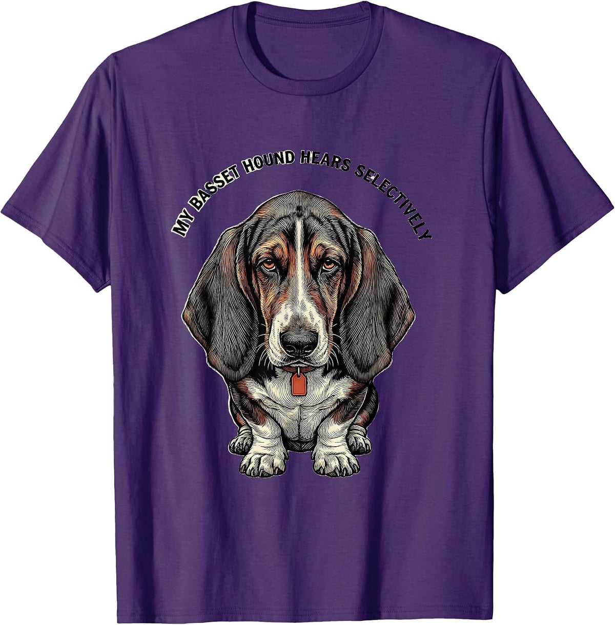 My Basset Hound Hears Selectively Funny Basset Hound Lover T-Shirt - Purple